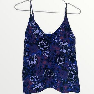 Wilfred Free | Aritzia Navy Blue Floral Print Lined Cami Tank Top Size Medium